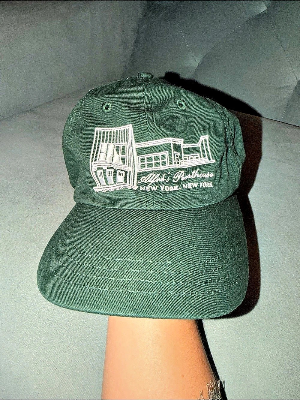 LE ALFRÉ's Penthouse Cap Green Embroidered Hat
